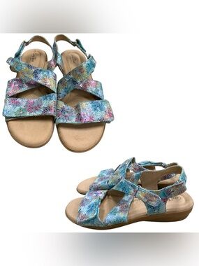 Coral Bay Blue Multi Floral Strappy Sandals S8